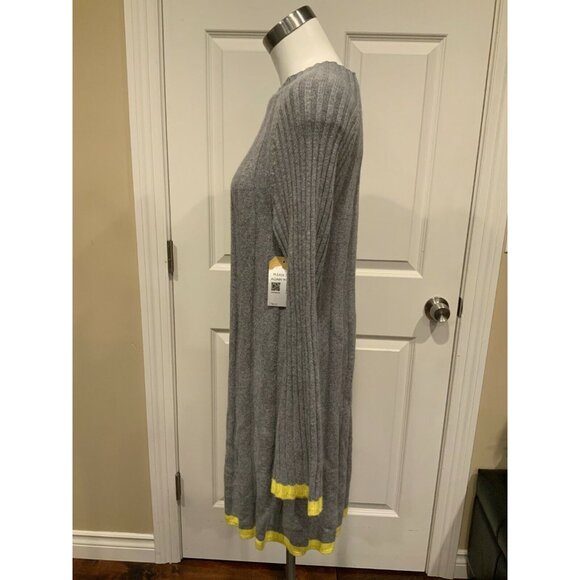 Anthropologie Gray Sweater Dress W/ Yellow Hem, Size XS - Picture 5 of 8